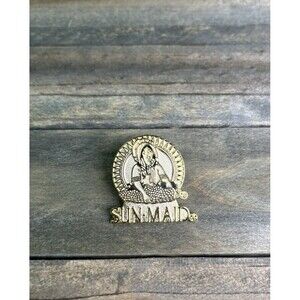 Sun-Maid Raisin Pin Gold Tone Logo Badge Lapel Hat Bag Gear Collectible Pinback